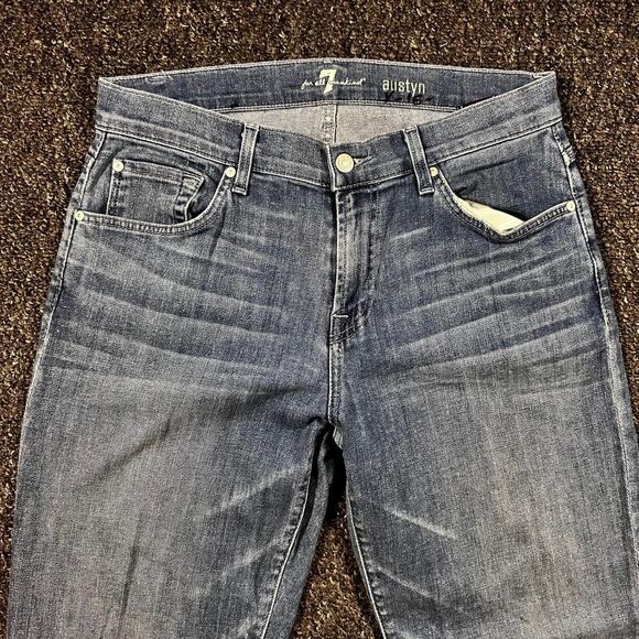 7 For All Mankind Austin Jeans Men’s 33x31 Blue Medium Wash Straight Leg Denim - Picture 3 of 6